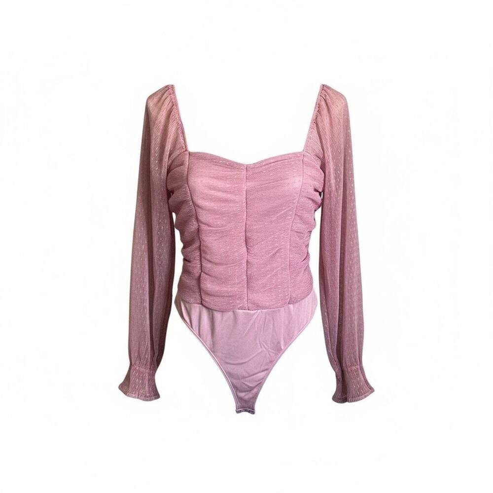 Blashe pink lace ruched bodysuit size large